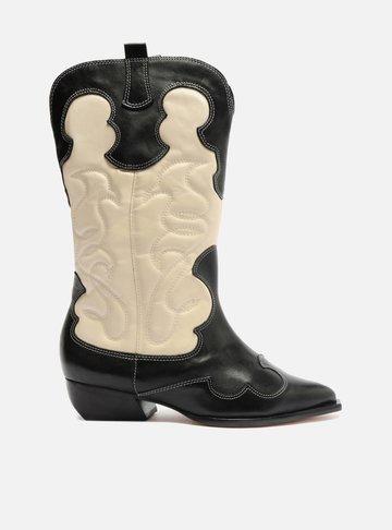 Bota Preta Couro Cano Médio Western Georgia
