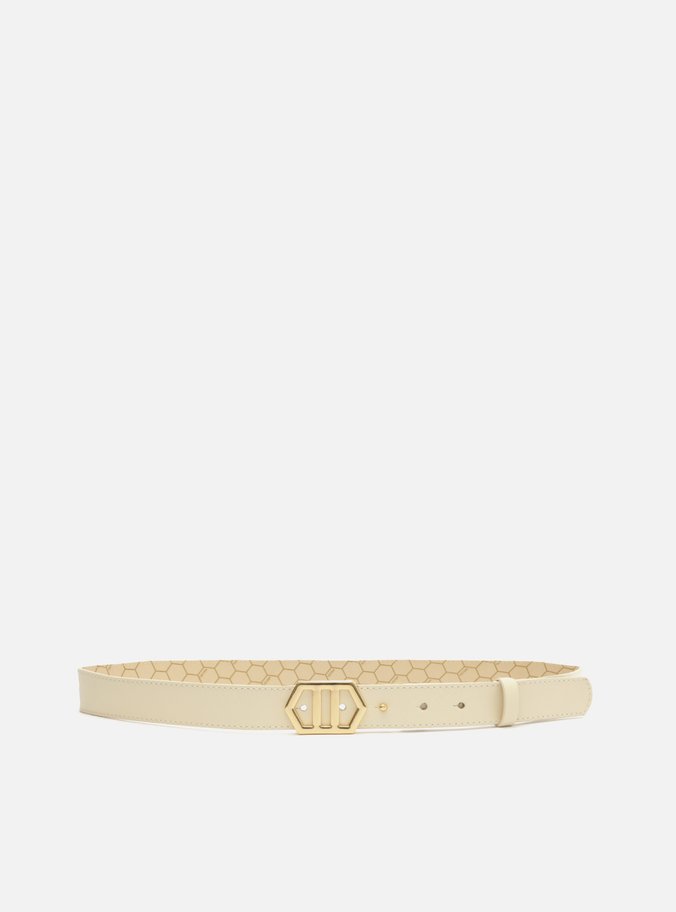 Cinto Off-White Couro Fivela Largo