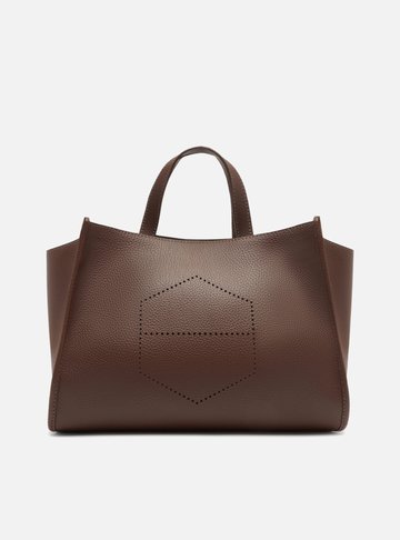 Bolsa Tote Marrom Grande Logo Perfurado