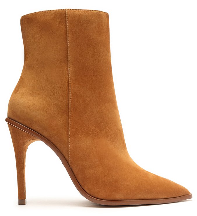 Bota Marrom Nobuck Cano Curto Salto Alto Fino